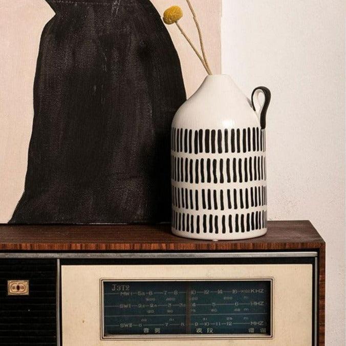 Dotterra Keramik Vasen Set | Handgefertigte Tribal Design Akzente | Deko-Vasen für Wohnzimmer & Flur