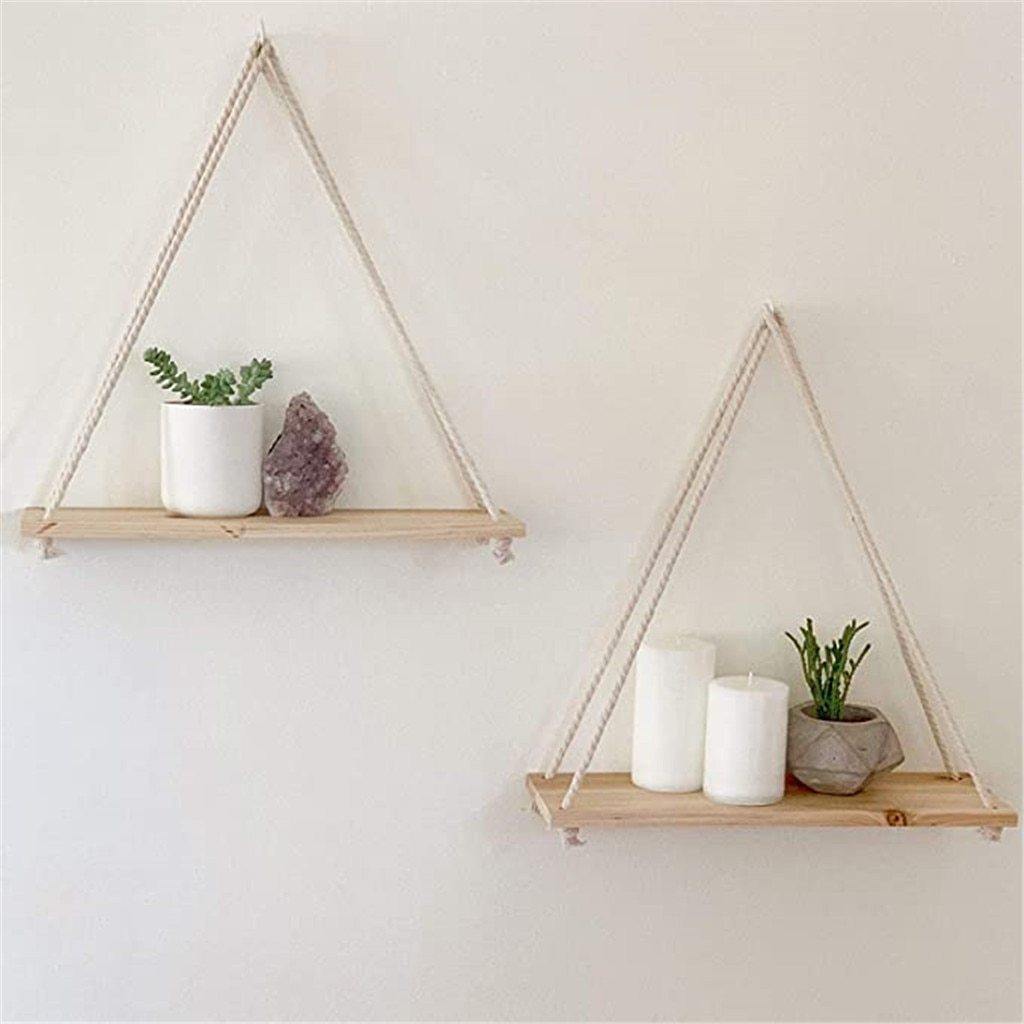 SwingShelf Holz-Seil Wandregal | Rustikales Design | Wand-Deko & Stauraum