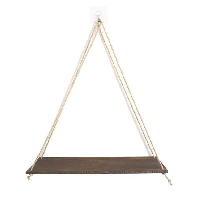 SwingShelf Holz-Seil Wandregal | Rustikales Design | Wand-Deko & Stauraum