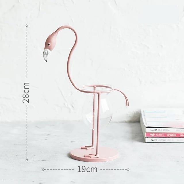 FlamigoBloom Tropische Deko-Vase | Zimmerpflanzengefäß | Stilvolle Glasvase mit Flamingo-Design