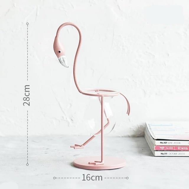 FlamigoBloom Tropische Deko-Vase | Zimmerpflanzengefäß | Stilvolle Glasvase mit Flamingo-Design
