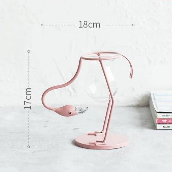 FlamigoBloom Tropische Deko-Vase | Zimmerpflanzengefäß | Stilvolle Glasvase mit Flamingo-Design