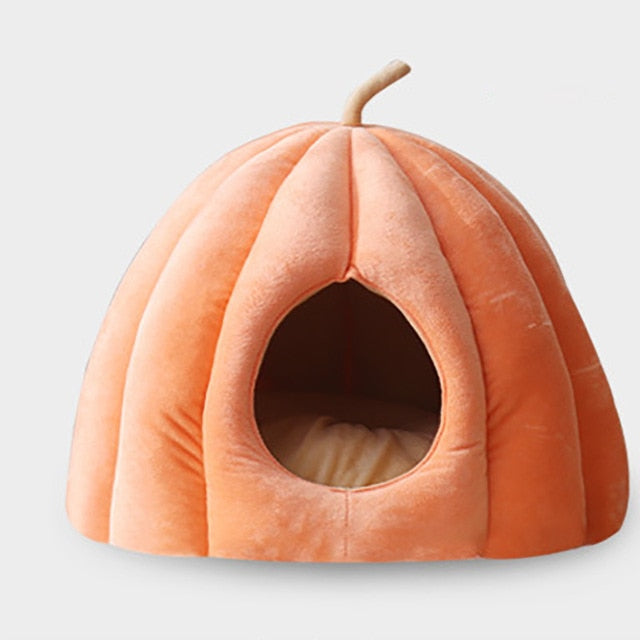 PurrPumpkin Kürbis-Katzenhöhle mit Abnehmbarem Kissen | Gemütliches Versteck | Komfort & Stil für Katzen