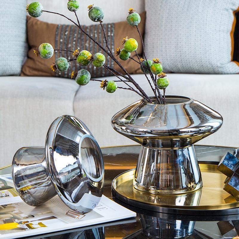 MirrorLux Moderne Glasvasen mit Silberreflektion | Elegante Deko für Zuhause & Büro