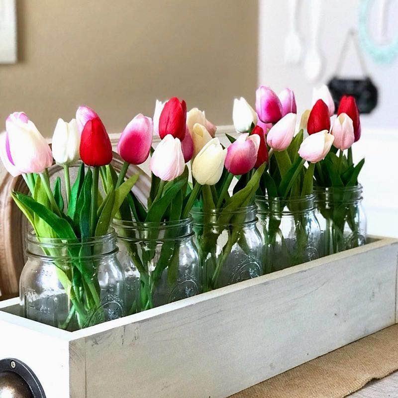 TulipaBloom Künstliche Tulpen aus Seide | 10er-Set | Realistische Blumen für Zuhause & Hochzeiten
