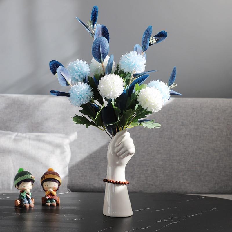 HandVase White Ceramic Blumenvasen | Kreatives Hand-Design | Stilvolle Tischdeko