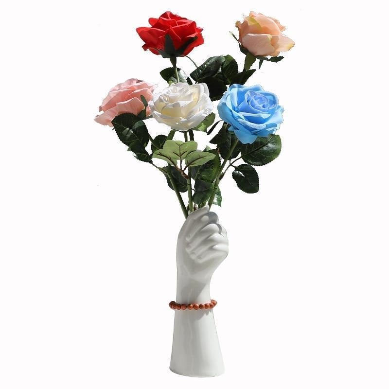 HandVase White Ceramic Blumenvasen | Kreatives Hand-Design | Stilvolle Tischdeko