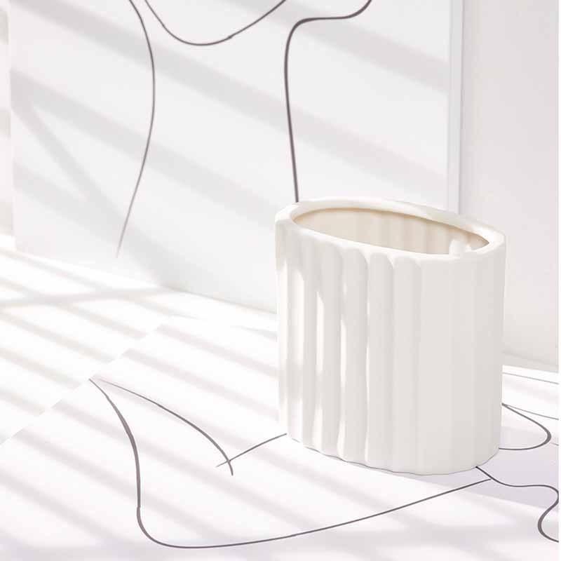 SwirlLine Keramik-Blumenvase mit Struktur | Elegantes Design | Verschiedene Größen für Blumen & Deko