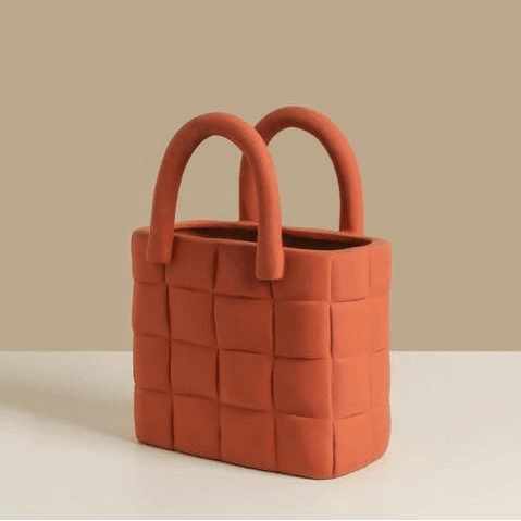 WeaveCharm Garten-Keramikvase mit Korbmuster | Stilvolle Blumenvase | Dekoration für Zuhause & Terrasse