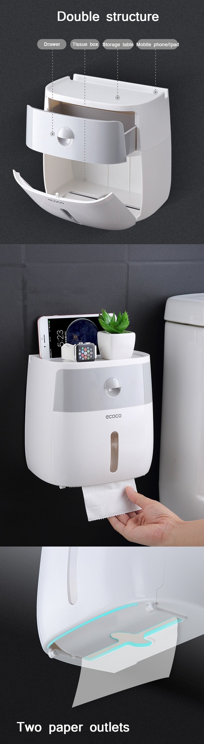 HydroGuard Wasserdichter Toilettenpapierhalter | Premium Badaccessoire | Platzsparend & Praktisch