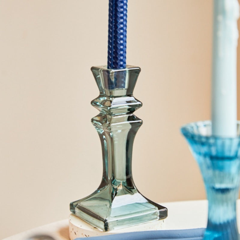 GlowArt Vintage Glas Kerzenständer | Eleganter Spitzkerzenhalter | Dekoration für Zuhause | Zeitloses Design