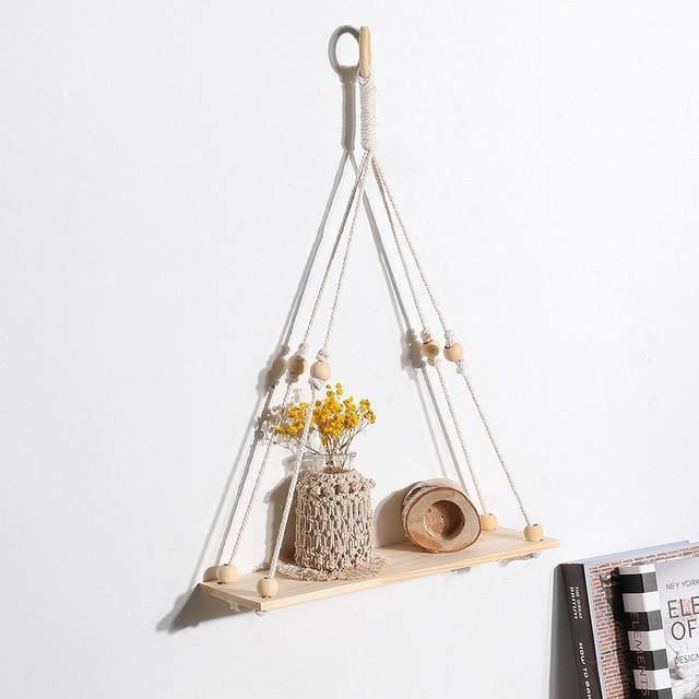 SwingNest Makramee Hängeregal aus Holz | Handgefertigt | Boho Deko | Vielseitig & Stilvoll