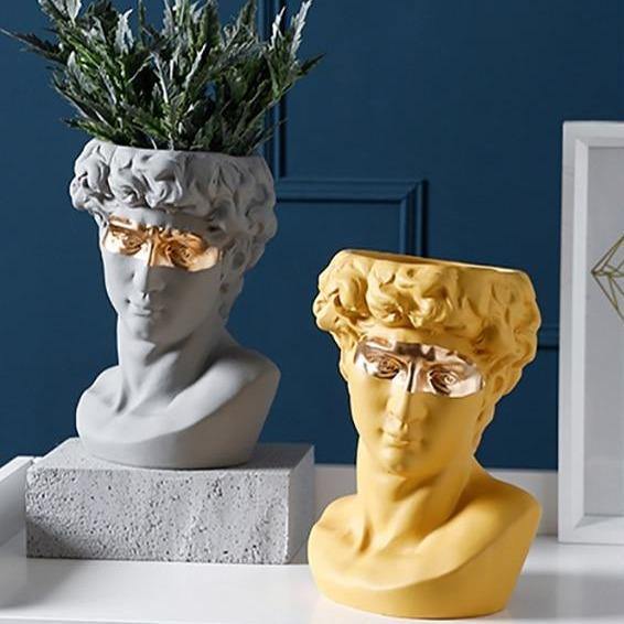 ArtéPlanter Keramik David Kopf Pflanztopf | Klassische Skulptur | Dekorative Vase | Stilvolle Wohnakzente