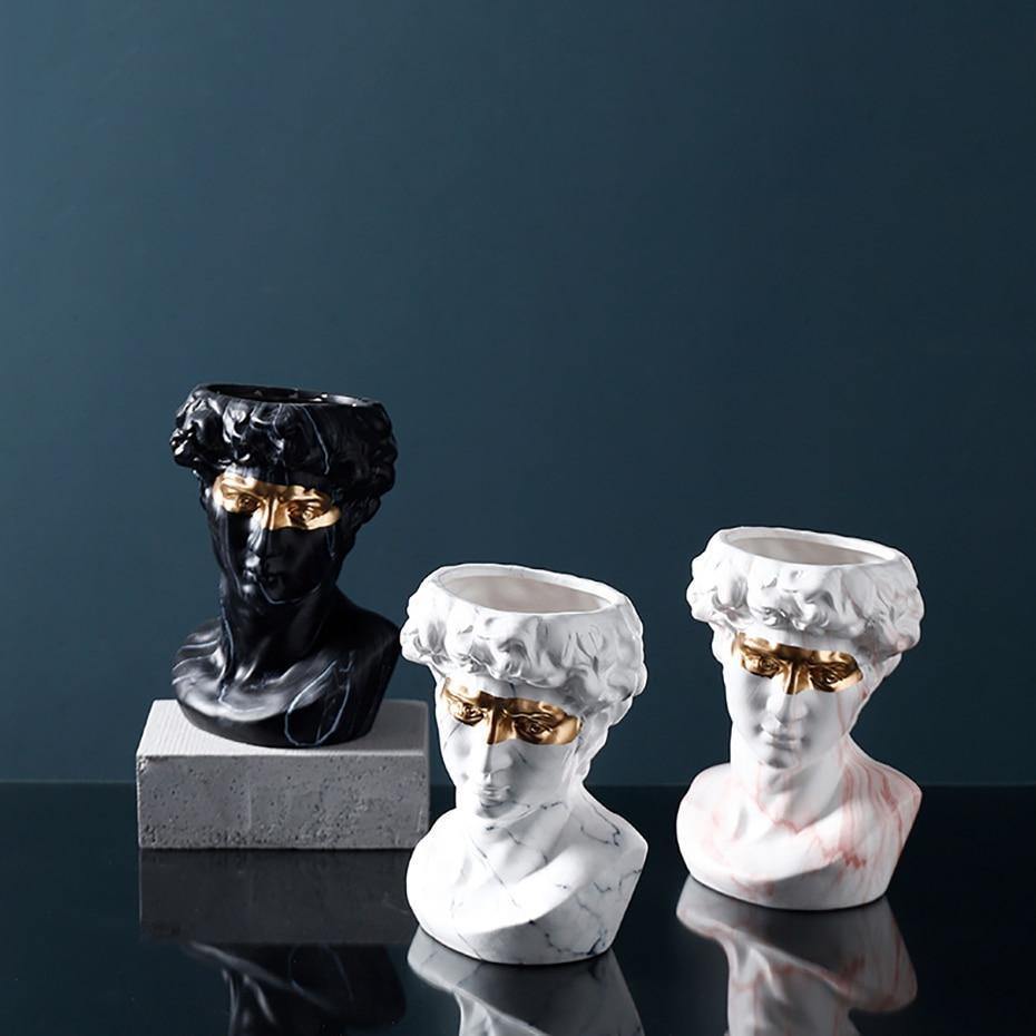ArtéPlanter Keramik David Kopf Pflanztopf | Klassische Skulptur | Dekorative Vase | Stilvolle Wohnakzente