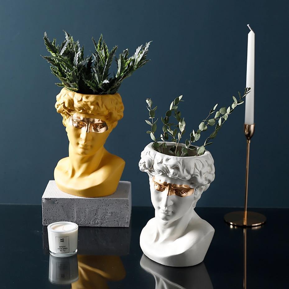ArtéPlanter Keramik David Kopf Pflanztopf | Klassische Skulptur | Dekorative Vase | Stilvolle Wohnakzente