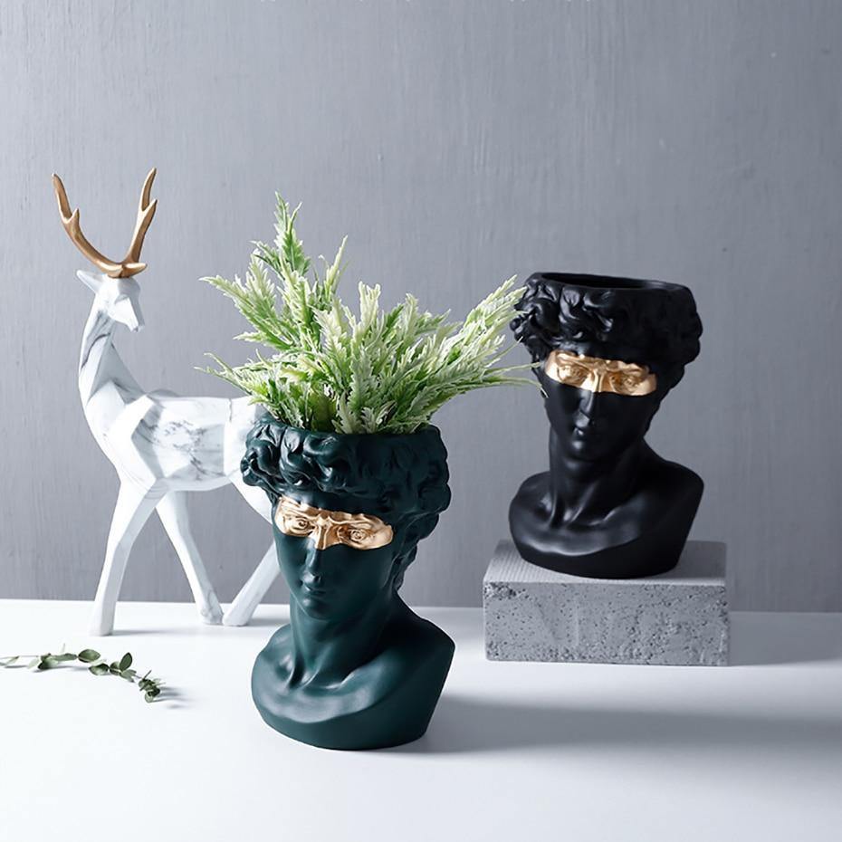 ArtéPlanter Keramik David Kopf Pflanztopf | Klassische Skulptur | Dekorative Vase | Stilvolle Wohnakzente