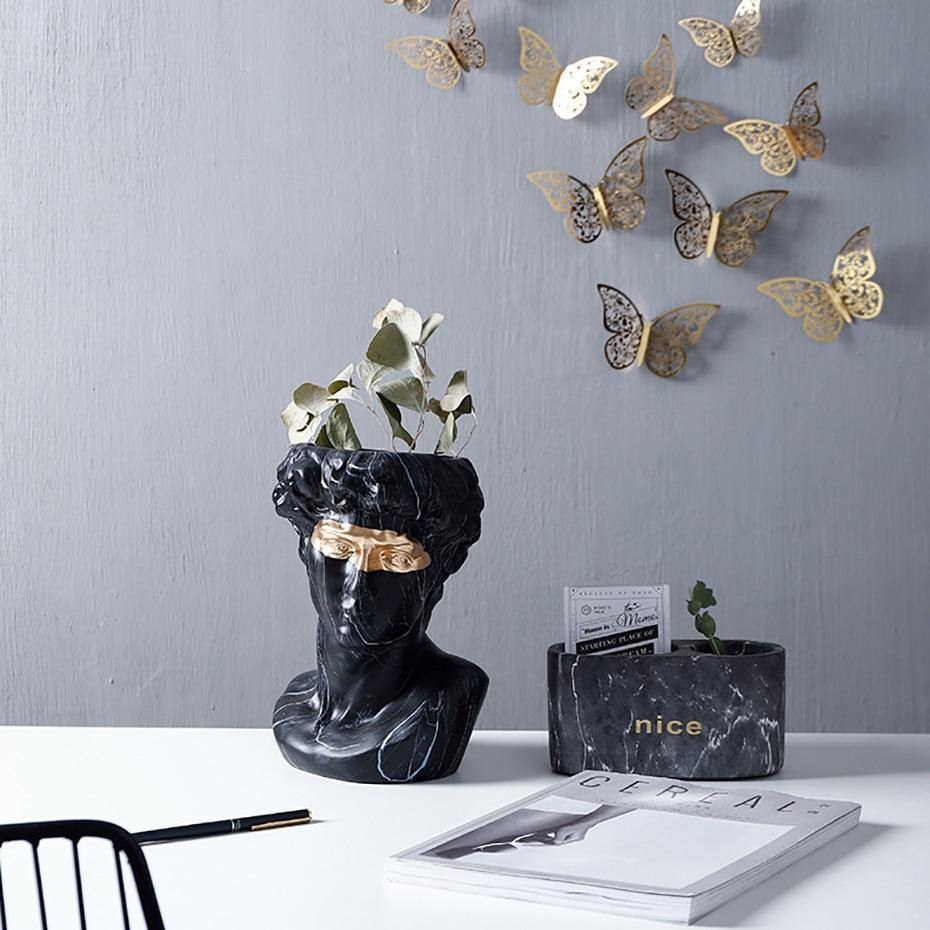 ArtéPlanter Keramik David Kopf Pflanztopf | Klassische Skulptur | Dekorative Vase | Stilvolle Wohnakzente