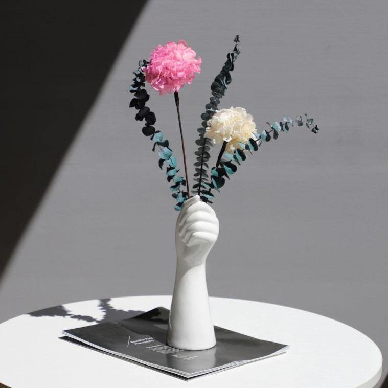 HandVase White Ceramic Blumenvasen | Kreatives Hand-Design | Stilvolle Tischdeko