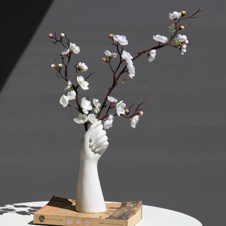 HandVase White Ceramic Blumenvasen | Kreatives Hand-Design | Stilvolle Tischdeko