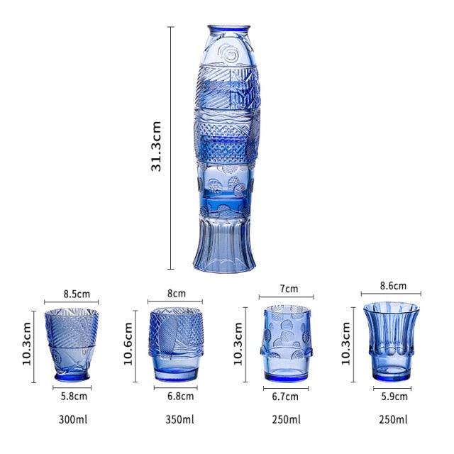 Aquaria Koi Design Glas Set | Handgefertigte Gläser in Fischform | 4er-Set in Eleganten Farben