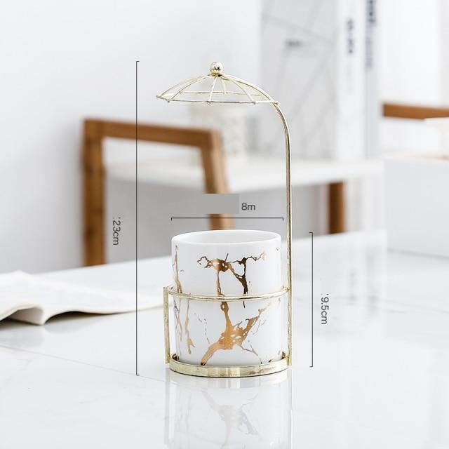 LustraGold Ceramic Swirl Planter mit Goldständer | Eleganter Keramiktopf | Stilvolle Pflanzenhalterung für Zuhause