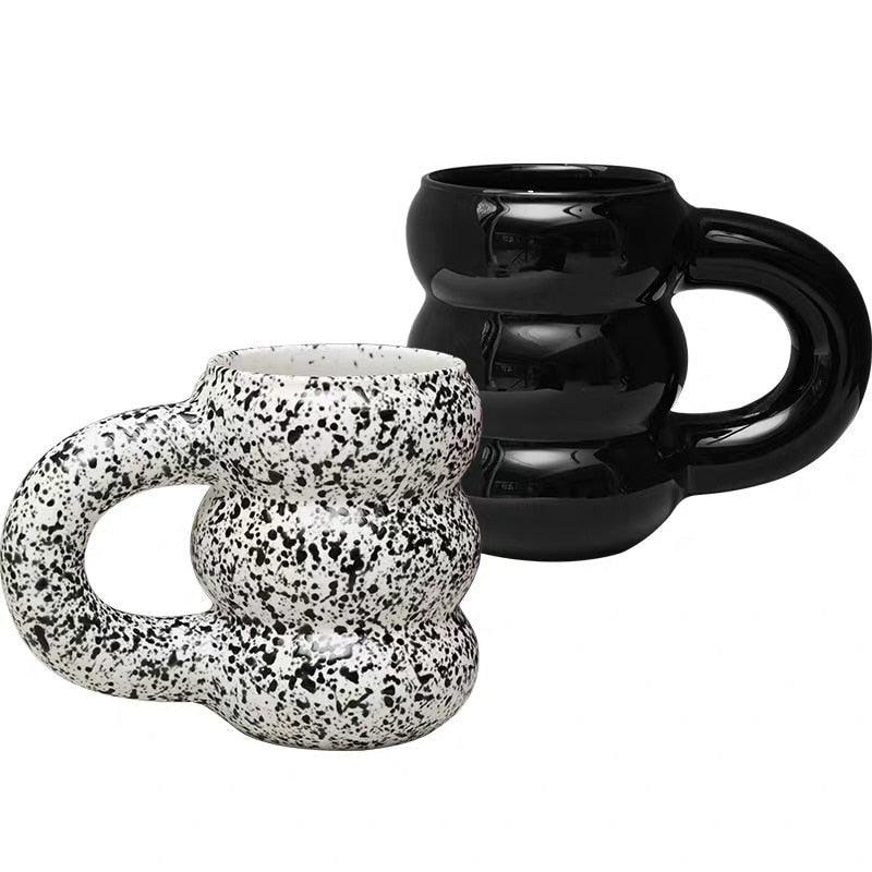 Muggo Bubble Keramiktasse | Handgefertigte Design Tasse | Dickwandig & Modern | In Weiß, Schwarz & Speckle-Farben