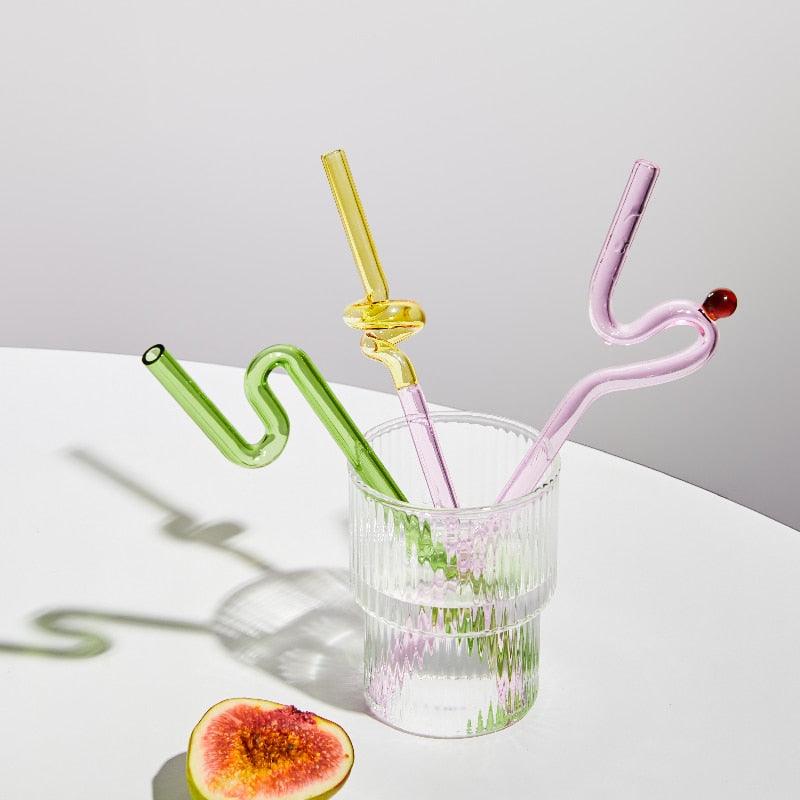 GlassLuxe Twist Glasstrohhalm Set | Bunte Trinkhalme | Nachhaltig & Wiederverwendbar | Für Cocktails & Smoothies