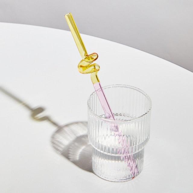 GlassLuxe Twist Glasstrohhalm Set | Bunte Trinkhalme | Nachhaltig & Wiederverwendbar | Für Cocktails & Smoothies