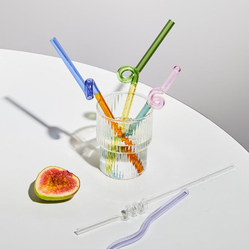 GlassLuxe Twist Glasstrohhalm Set | Bunte Trinkhalme | Nachhaltig & Wiederverwendbar | Für Cocktails & Smoothies