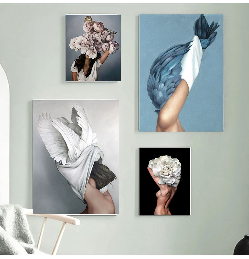 FloraMuse Abstrakte Blumenmuster Leinwanddruck | Elegante Wandkunst | Moderne Dekoration für Zuhause