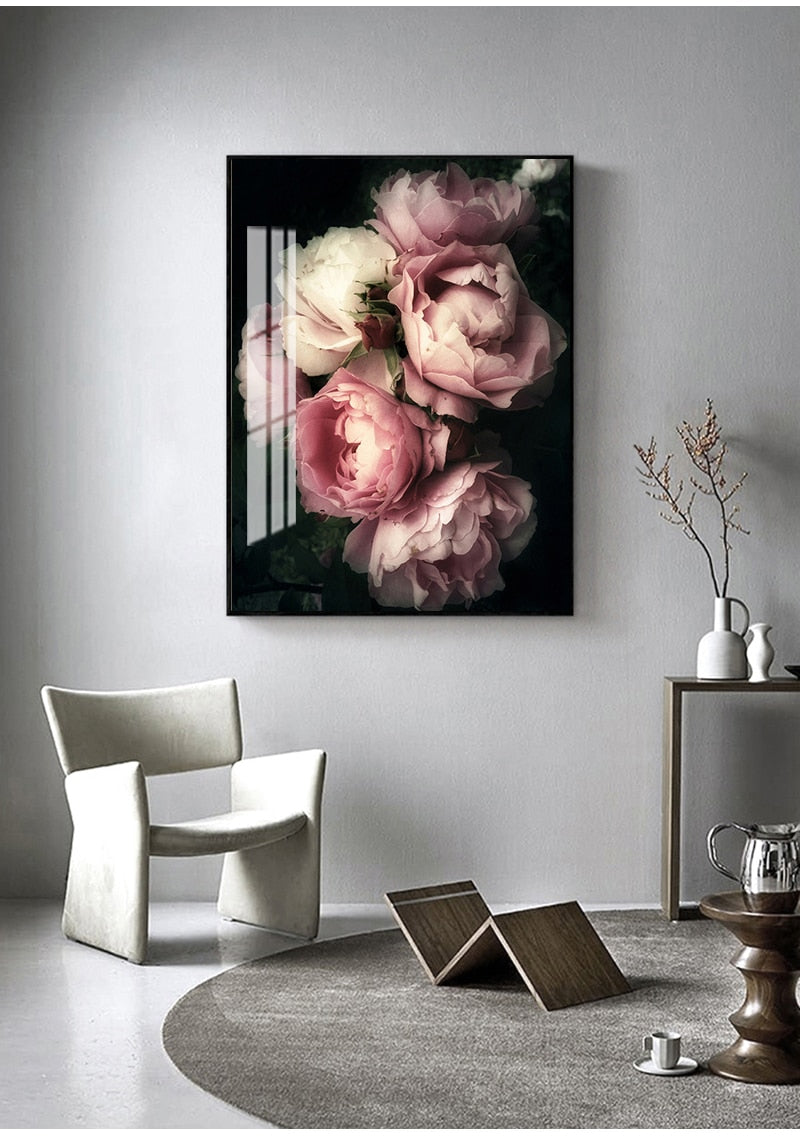 Blossomiq Pink Rose Leinwanddruck | Elegante Blütenkunst | Wanddeko für Zuhause