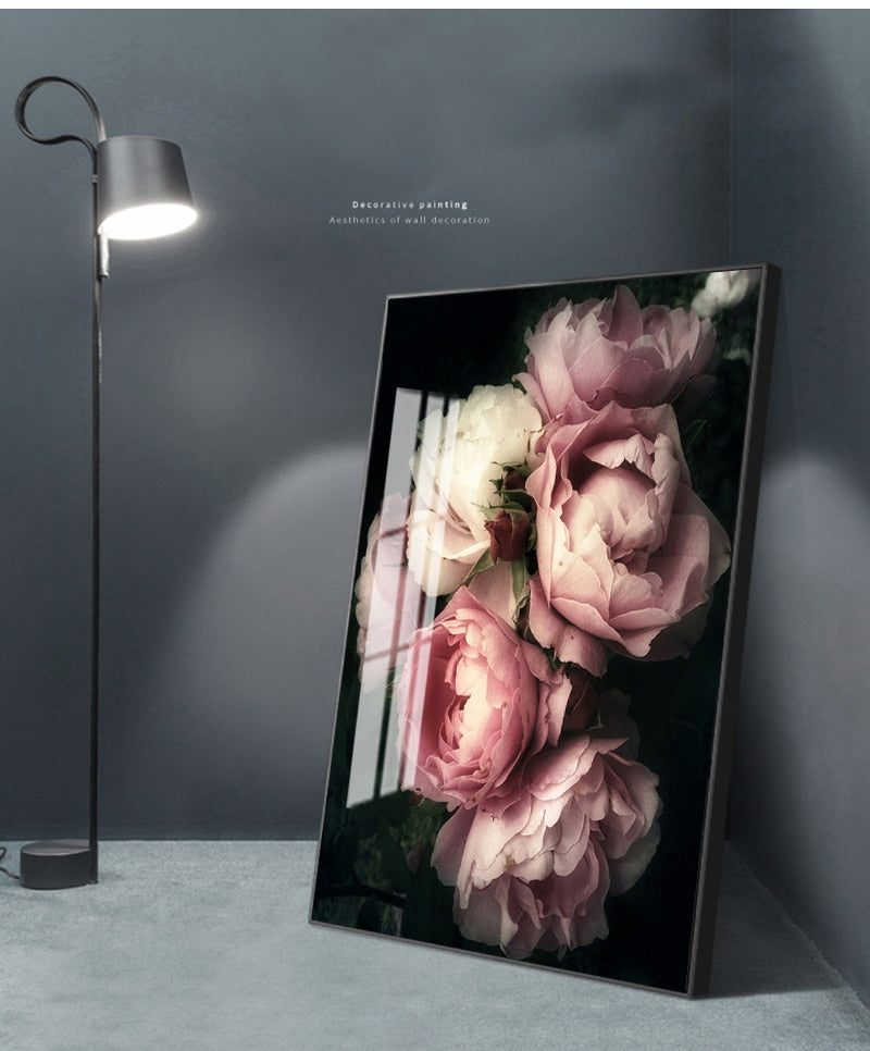 Blossomiq Pink Rose Leinwanddruck | Elegante Blütenkunst | Wanddeko für Zuhause