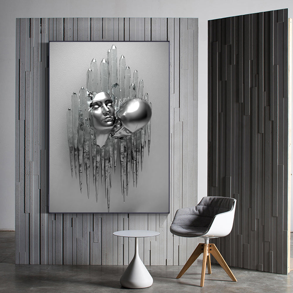 ArtisMetal 3D Metallfigur Leinwanddruck | Moderne Wandkunst | Abstrakte Skulptur | Dekoration für Wohnzimmer & Büro
