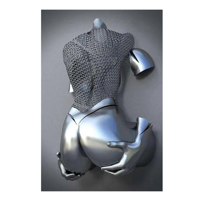 ArtisMetal 3D Metallfigur Leinwanddruck | Moderne Wandkunst | Abstrakte Skulptur | Dekoration für Wohnzimmer & Büro