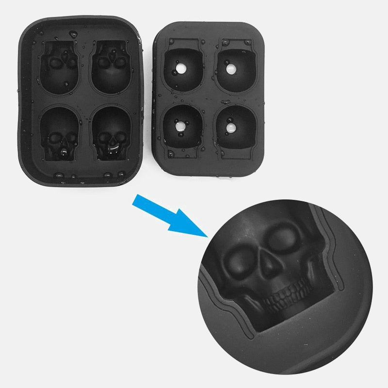 FrostSkull 3D Silikonform Eiswürfelerzeuger | Totenkopf-Eiswürfel | Kreative Baraccessoires