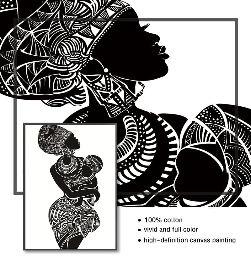 EthniArt Motherly Bond Leinwanddruck | Afrikanische Mutter-Kind Kunst | Elegante Wanddekoration