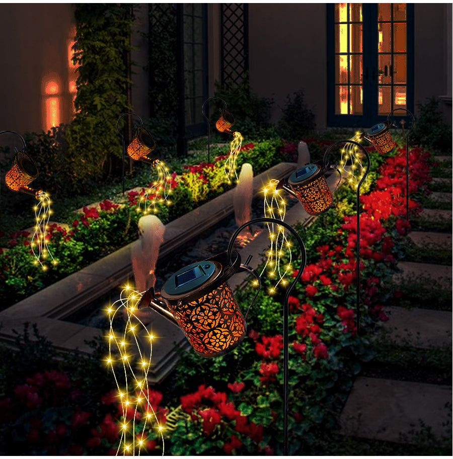 GlowCascade Solar Gartenlaterne | Verzauberte LED Wasserfall Beleuchtung | Wetterfeste Solar Gartenleuchte