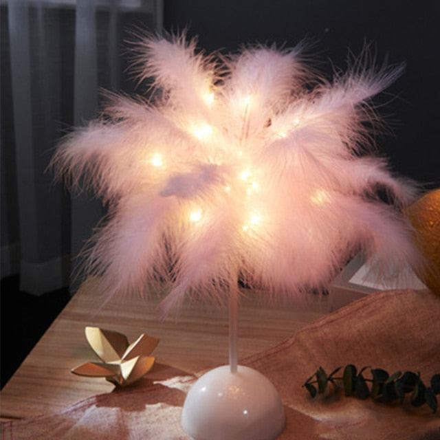 Palmoria Elegance Tischlampe | Kreatives Palmenbaum-Federdesign | Romantische Beleuchtung | Exklusive Dekoration