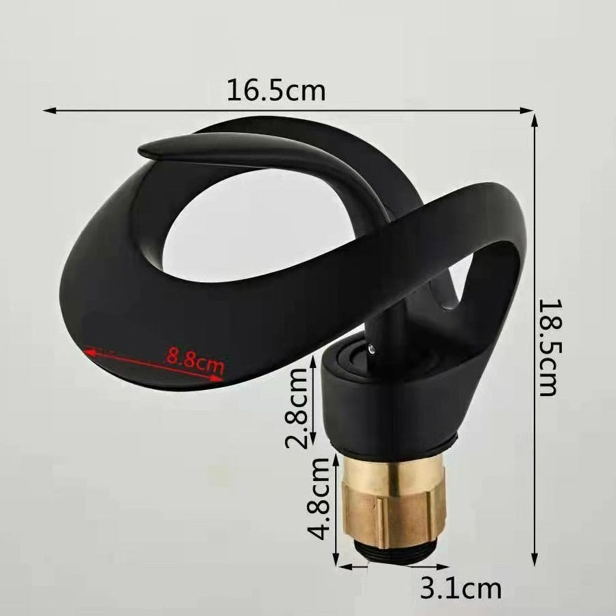 AquaCurve Moderne Gebogene Badezimmerarmatur | Elegantes Design | Hochwertiges Messing | Mischbatterie für Waschbecken