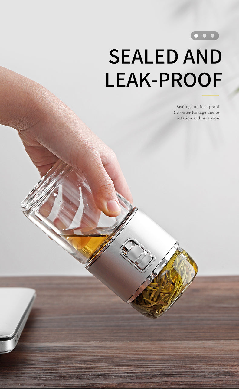 ThermoLeaf Doppelwandige Tee-Infuser Thermosflasche | Doppelglas | Nachhaltig | Tee- & Kaffeezubereitung