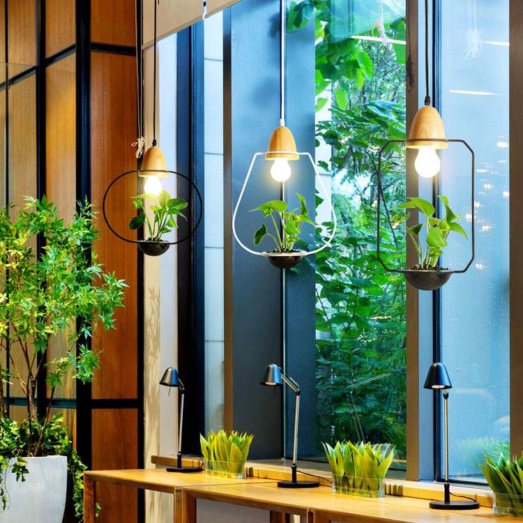 PlantLum Nordic Design Pendelleuchte mit Pflanzhalterung | Moderne Eisenlampe | Dekorative Beleuchtung