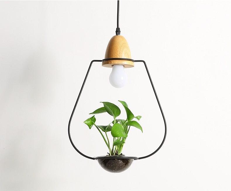 PlantLum Nordic Design Pendelleuchte mit Pflanzhalterung | Moderne Eisenlampe | Dekorative Beleuchtung