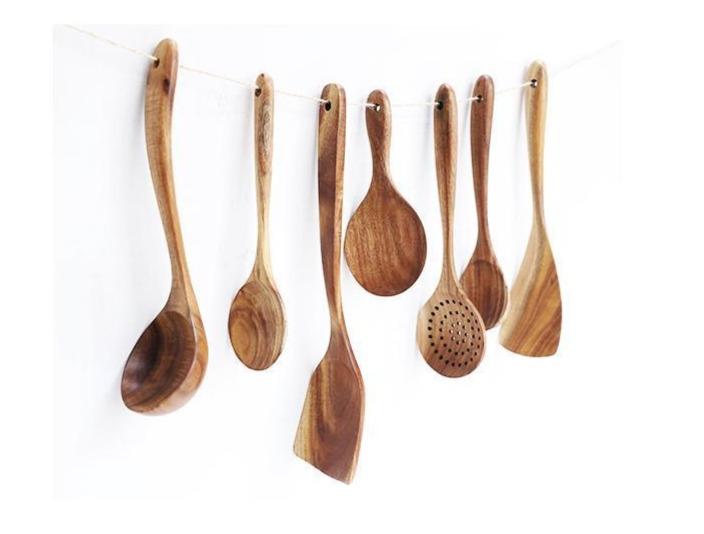 TeakCraft 7-teiliges Utensilienset aus Teakholz | Nachhaltiges Küchenset | Natürliche Eleganz