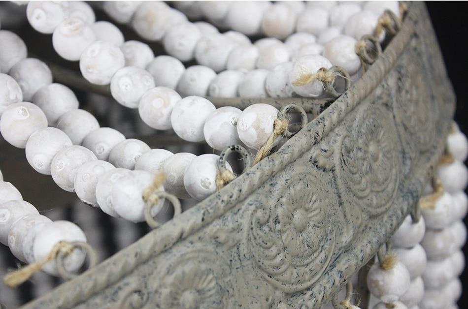 BeadLustre Vintage Kronleuchter aus Holzperlen | Runde Pendelleuchte | Eleganz für Zuhause