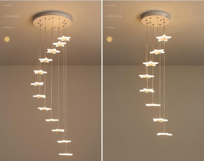 LunaStellar Hängender Sternen-Kronleuchter | Designer LED-Beleuchtung | Warmweiß & Kaltweiß | Modernes Design