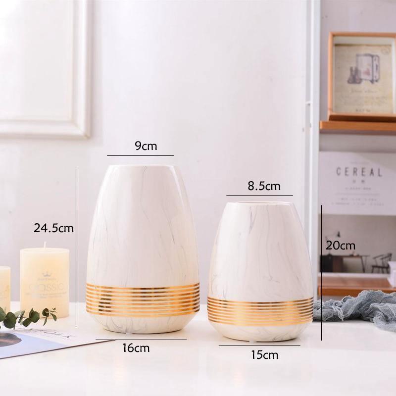 Marbelle Gold Akzent Marmorvase | Elegante Wohnkultur | Große & Kleine Größen