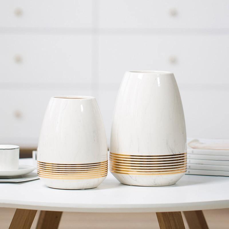 Marbelle Gold Akzent Marmorvase | Elegante Wohnkultur | Große & Kleine Größen