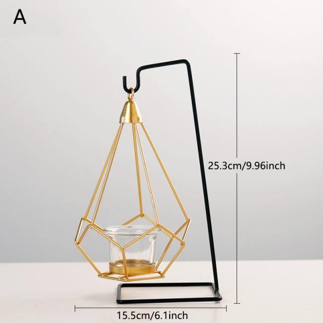 GeoLume Geometrischer Hängender Kerzenhalter oder Vase aus Eisen | Modernes Design | Vielseitige Deko