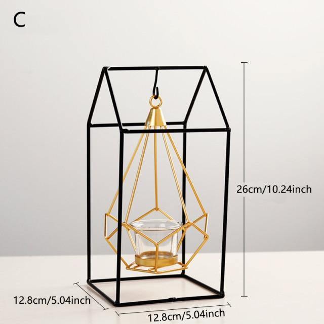 GeoLume Geometrischer Hängender Kerzenhalter oder Vase aus Eisen | Modernes Design | Vielseitige Deko