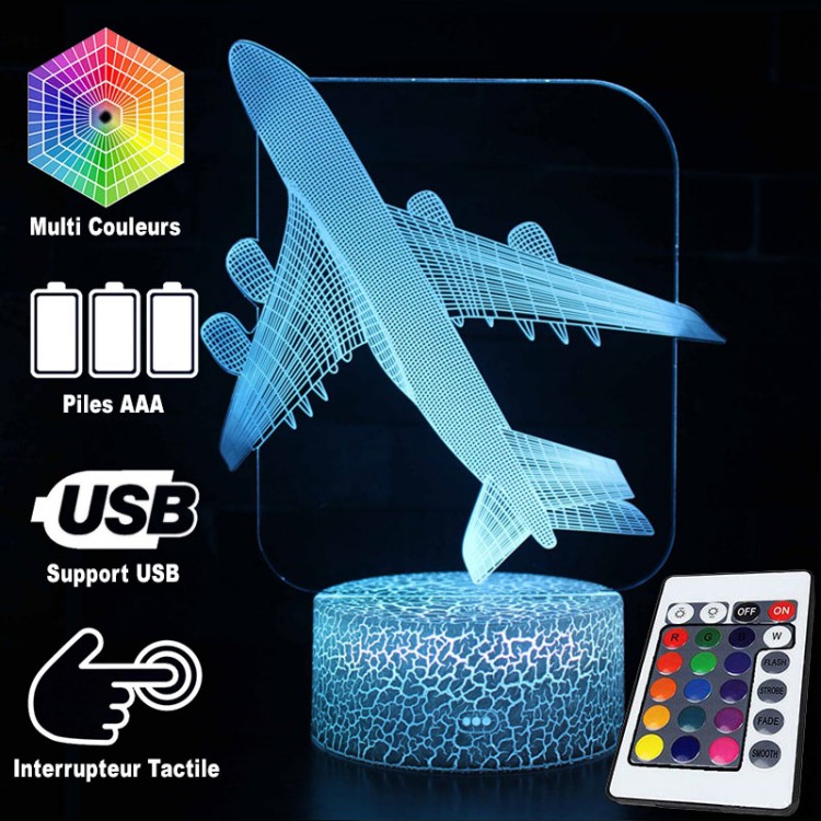 AeroNova 3D LED Lampe Linienflugzeug | Farbwechsel Nachtlicht | Dekorative Lampe für Kinderzimmer & Luftfahrtfans | USB-Stimmungslicht